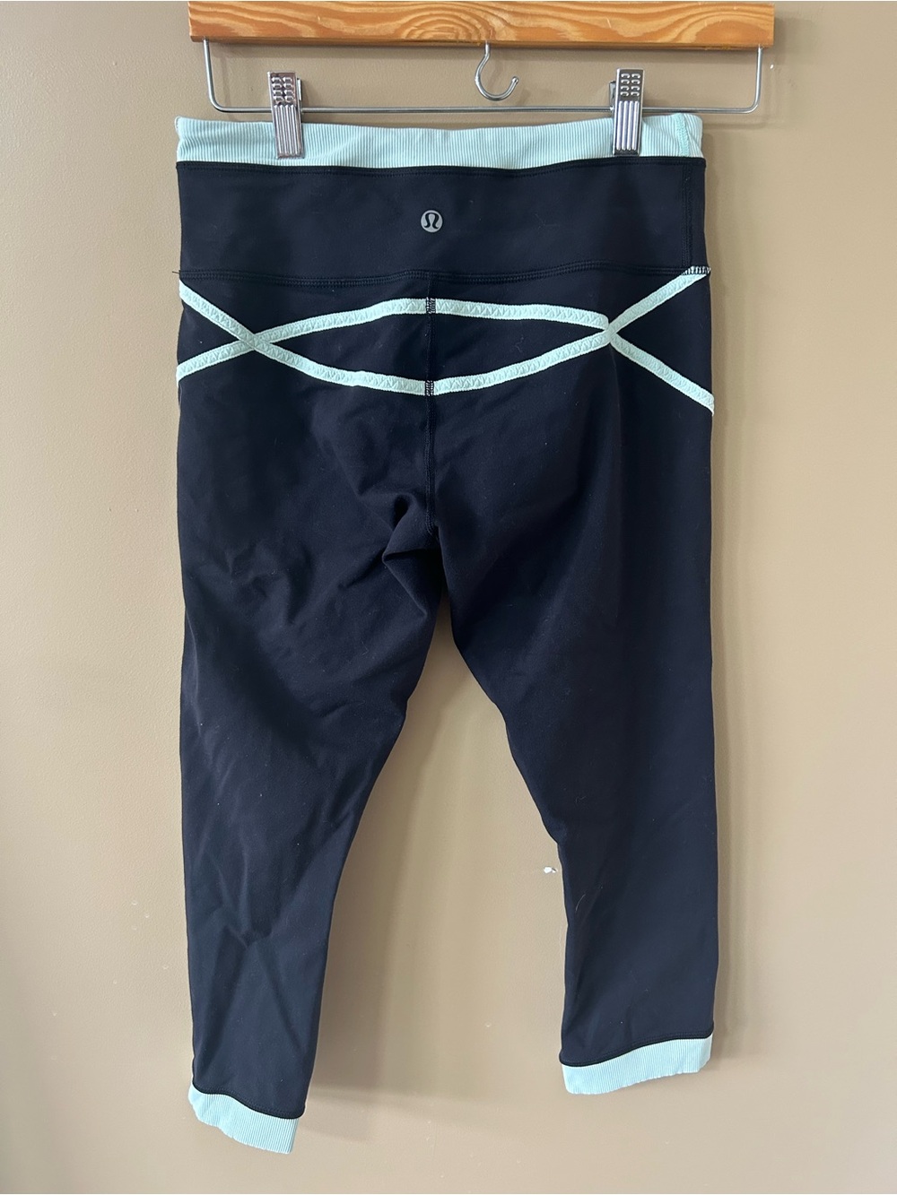lululemon athletica Black Capri Leggings with Mint Trim
